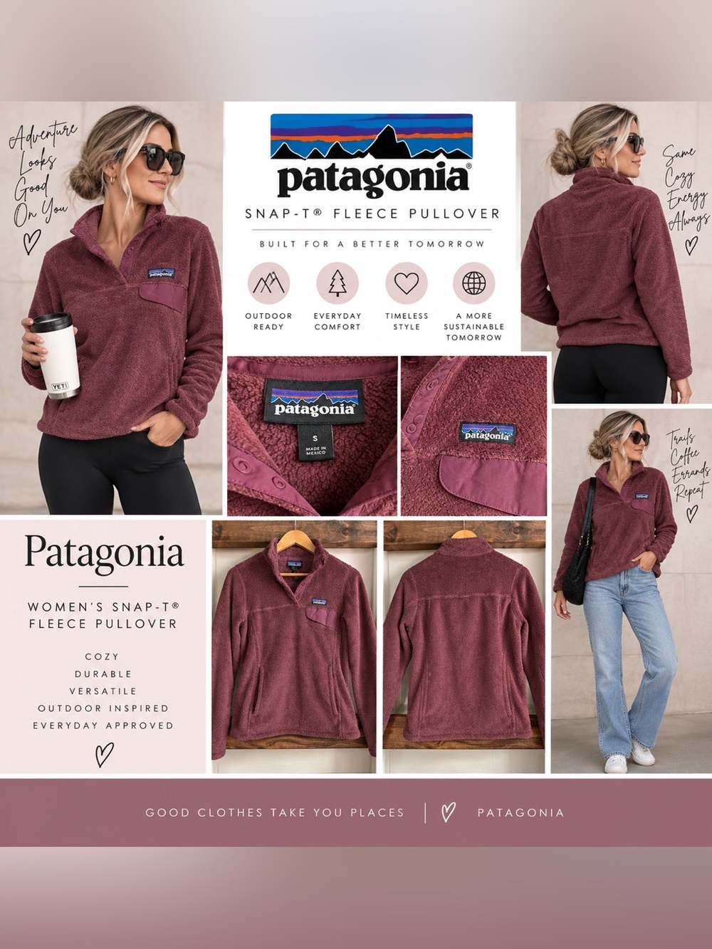 Patagonia Women’s Snap-T Fleece Pullover Mauve Size S